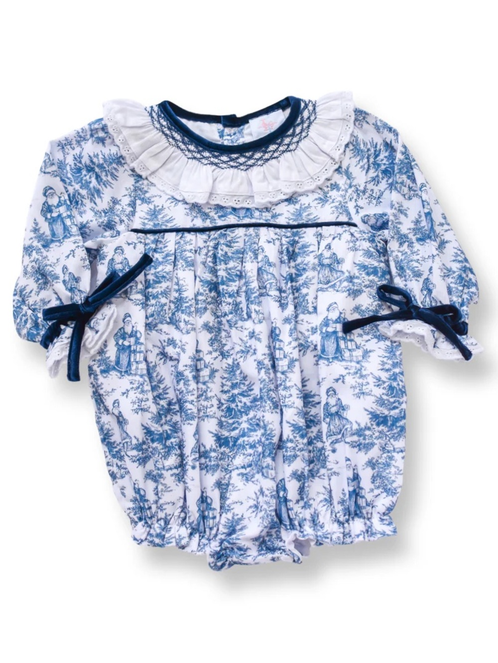 Lillie & Lilah CHRISTMAS TOILE SMOCKED BUBBLE